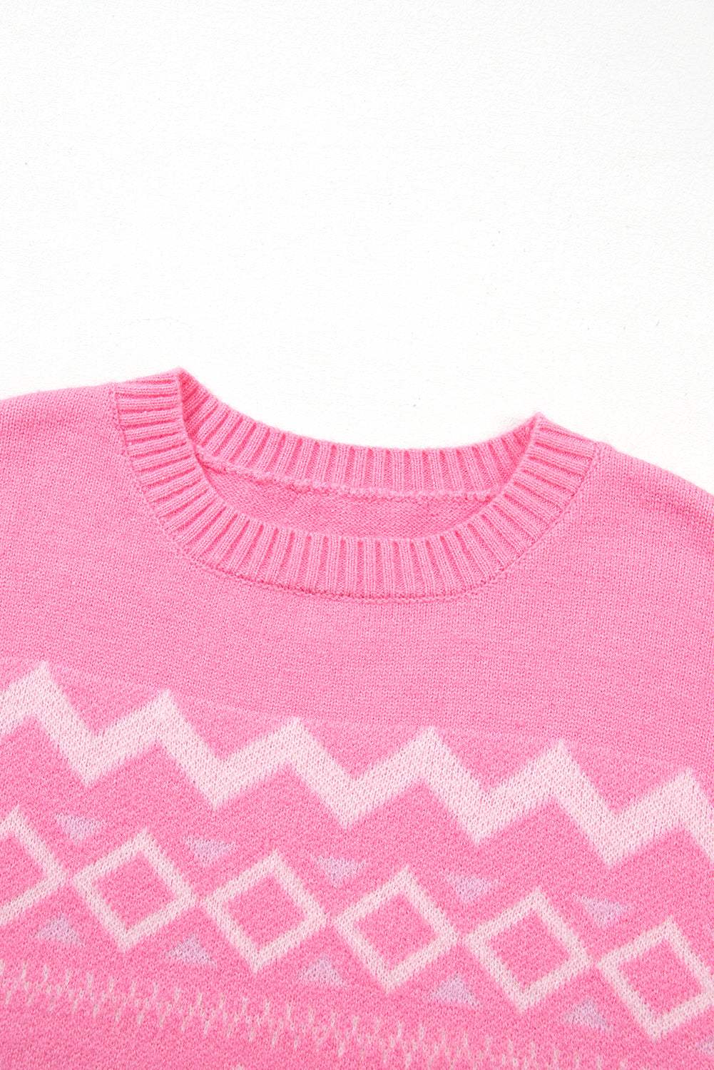 Geometric Drop Shoulder Long Sleeve Sweater - Trendsi - Flyclothing LLC