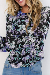 Floral Round Neck Long Sleeve T-Shirt - Trendsi - Flyclothing LLC