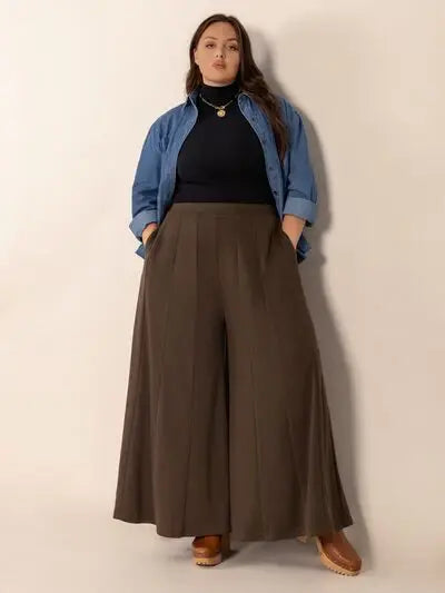 Plus Size Wide Leg Pants with Pockets - Trendsi - Flyclothing LLC