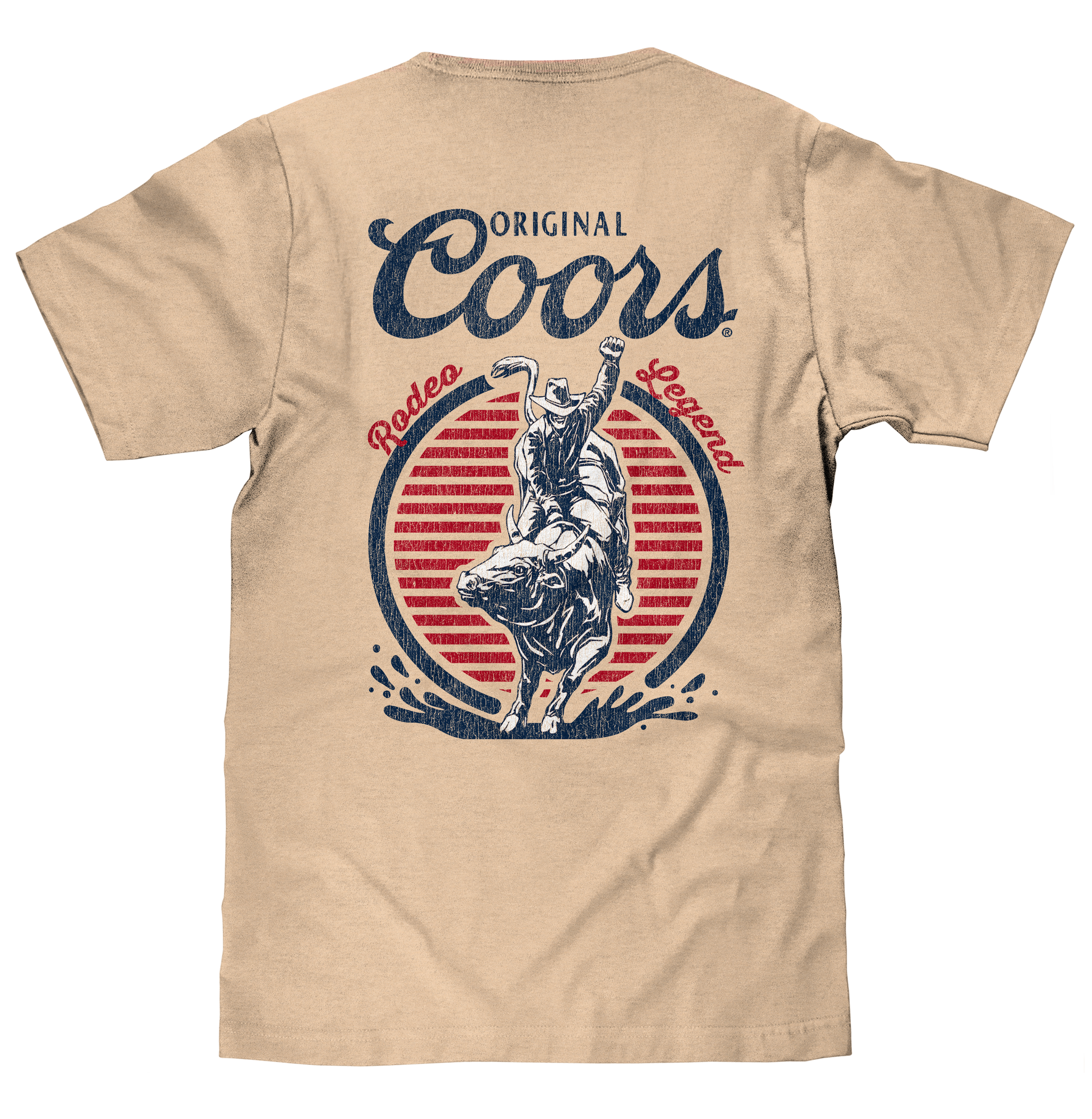 Original Coors Rodeo Legend Double Sided Beer Logo T-Shirt - Cream