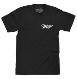 Distressed Miller High Life Logo Front and Back Print T-Shirt - Black