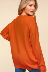 Haptics Full Size Metallic Glitter Embroidery Sweater - Trendsi