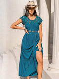 Round Neck Short Sleeve Maxi Dress - Trendsi - Flyclothing LLC