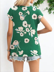 Printed Round Neck Short Sleeve T-Shirt - Trendsi