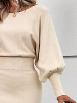 Lantern Sleeve Bodycon Sweater Dress - Trendsi - Flyclothing LLC