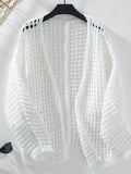 Openwork Open Front Long Sleeve Cardigan - Trendsi