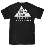 Coors Light Cold as the Rockies Left Chest Front and Back Print T-Shirt - Black