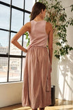 ADORA Drawstring Sleeveless Washed Dress - Trendsi