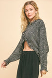 Davi & Dani Fringe Hem Overlapping Asymmetrical Crop Sweater - Trendsi