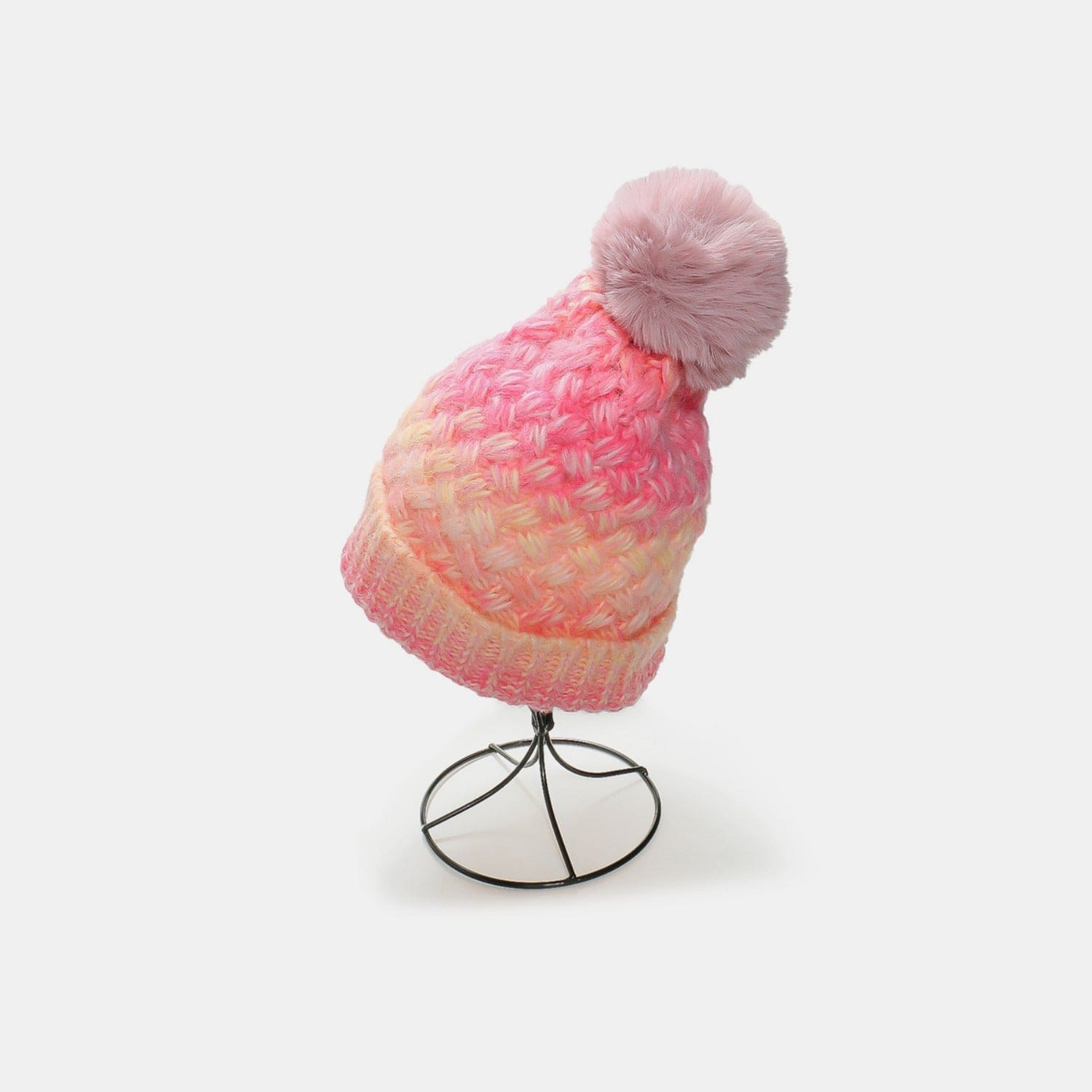 Gradient Knit Hat with Pompom - Trendsi