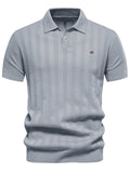 Men's Collared Neck Short Sleeve Knit Polo - Trendsi - Flyclothing LLC