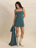 Tie Shoulder Mini Dress and Long Sleeve Top Set - Trendsi