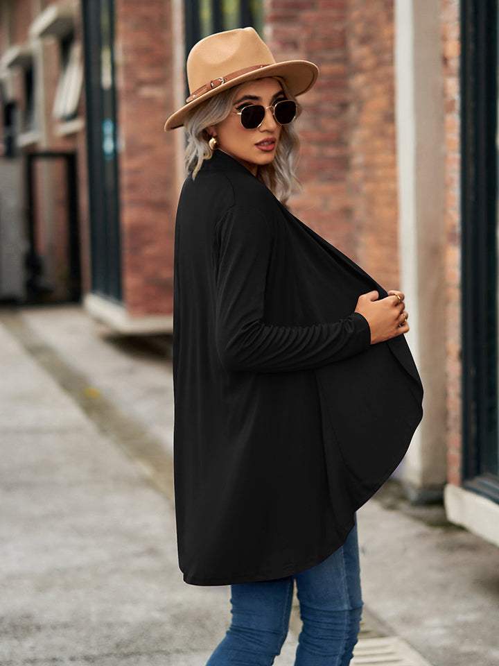 Open Front Long Sleeve Cardigan - Trendsi - Flyclothing LLC
