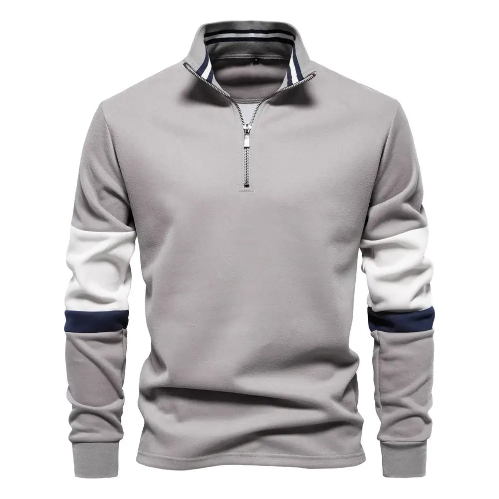 Men's Color Block Long Sleeve Polo - Trendsi - Flyclothing LLC