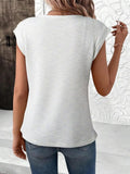 Heathered Round Neck Cap Sleeve T-Shirt - Trendsi