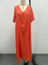 Full Size V-Neck Short Sleeve Midi Dress Plus Size - Trendsi - Flyclothing LLC