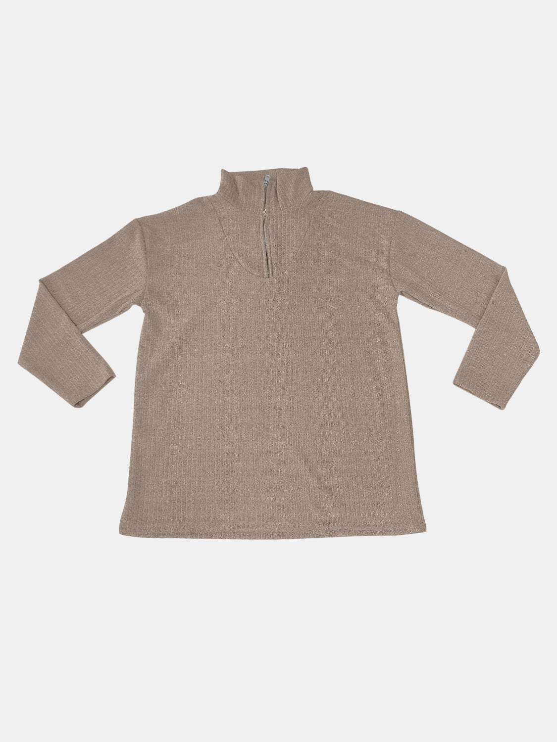 Full Size Quarter Zip Long Sleeve Top - Trendsi - Flyclothing LLC