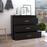 31" Black Wood Three Drawer Dresser - HomeRoots - Flyclothing LLC