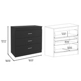 31" Black Wood Three Drawer Dresser - HomeRoots - Flyclothing LLC