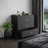 31" Black Wood Three Drawer Dresser - HomeRoots - Flyclothing LLC