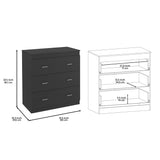 32" Black Wood Three Drawer Dresser - HomeRoots - Flyclothing LLC
