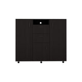 48" Black Wood Two Door Two Drawer Combo Dresser - HomeRoots - Flyclothing LLC