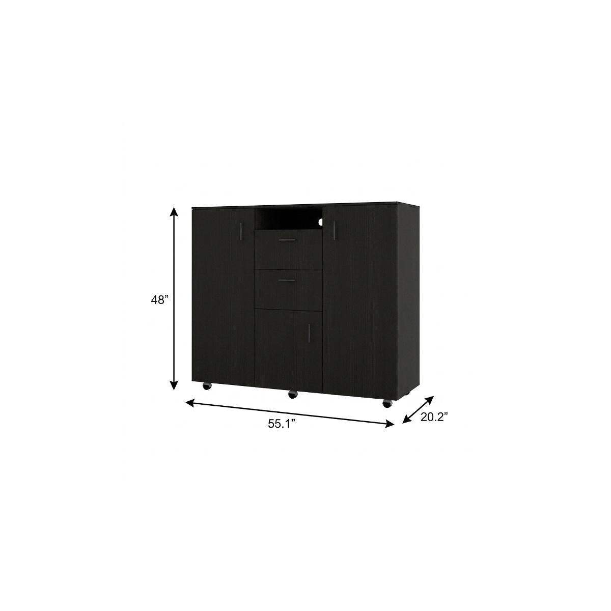 48" Black Wood Two Door Two Drawer Combo Dresser - HomeRoots - Flyclothing LLC