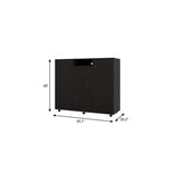 48" Black Wood Two Door Two Drawer Combo Dresser - HomeRoots - Flyclothing LLC