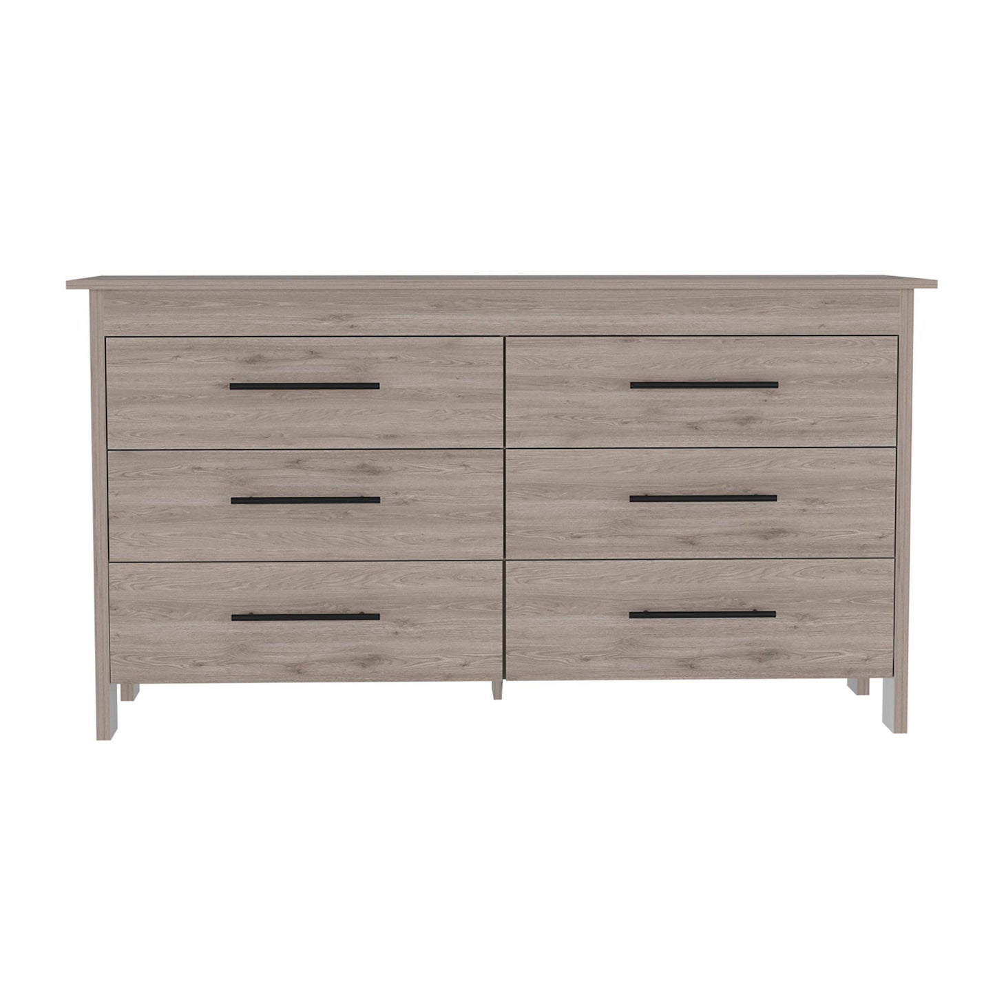 59" Light Gray Wood Six Drawer Double Dresser - HomeRoots - Flyclothing LLC