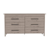 59" Light Gray Wood Six Drawer Double Dresser - HomeRoots - Flyclothing LLC