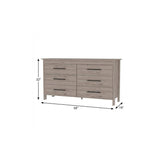59" Light Gray Wood Six Drawer Double Dresser - HomeRoots - Flyclothing LLC
