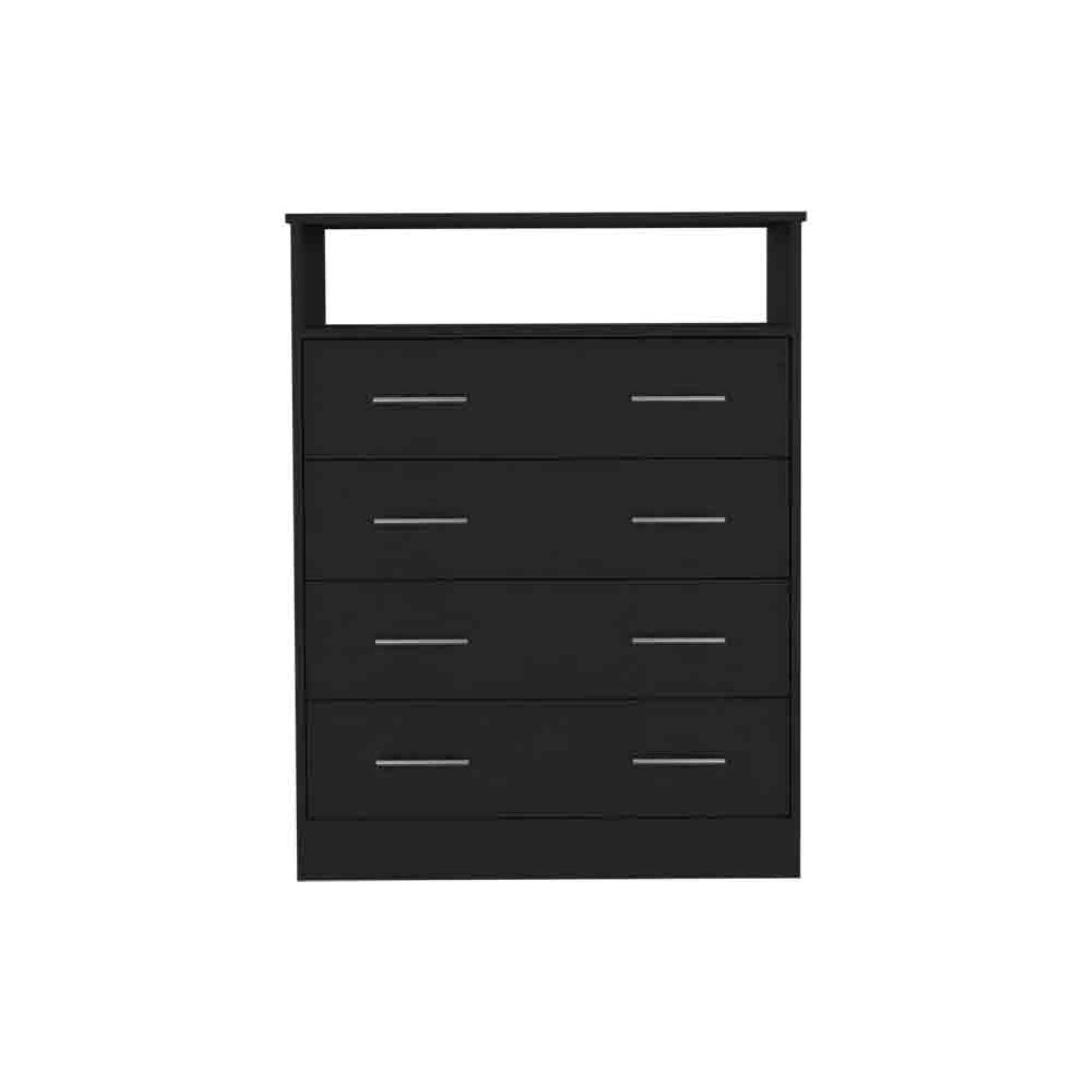 33" Black Wood Four Drawer Dresser - HomeRoots - Flyclothing LLC