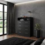 33" Black Wood Four Drawer Dresser - HomeRoots - Flyclothing LLC