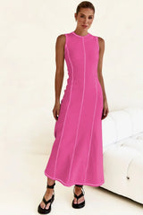 Contrast Stitching Maxi Tank Dress - Trendsi - Flyclothing LLC