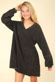 VERY J Mineral Washed Oversized A-Line Mini Dress - Trendsi