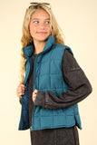 VERY J Zip Up Puffer Padded Warm Vest - Trendsi