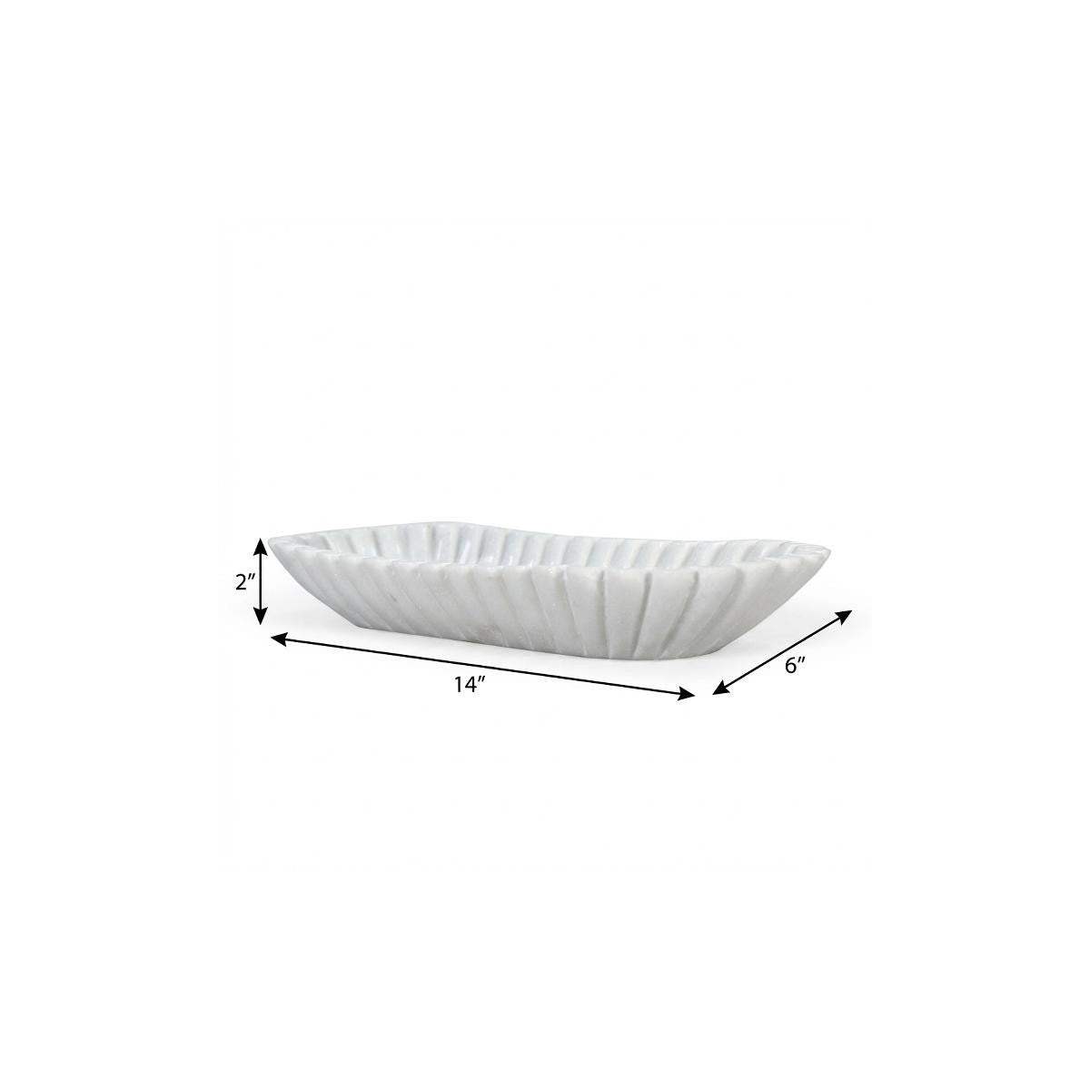 14" White Marble Fluted Trinket Tray - HomeRoots - Flyclothing LLC