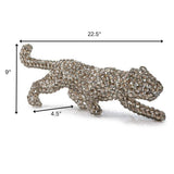 23" Silver And Clear Iron And Faux Crystal Panther Tabletop Sculpture - HomeRoots - Flyclothing LLC