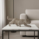 23" Silver And Clear Iron And Faux Crystal Panther Tabletop Sculpture - HomeRoots - Flyclothing LLC