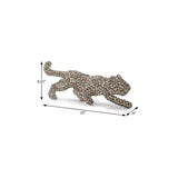 23" Silver And Clear Iron And Faux Crystal Panther Tabletop Sculpture - HomeRoots - Flyclothing LLC