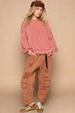 POL Distressed Washed Drop Shoulder Sweater - Trendsi