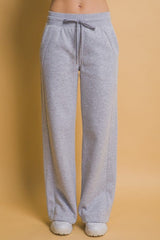 Love Tree Drawstring Wide Leg Sweatpants with Pockets - Trendsi