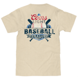Coors Light Baseball League Front and Back Beer Logo T-Shirt - Cream