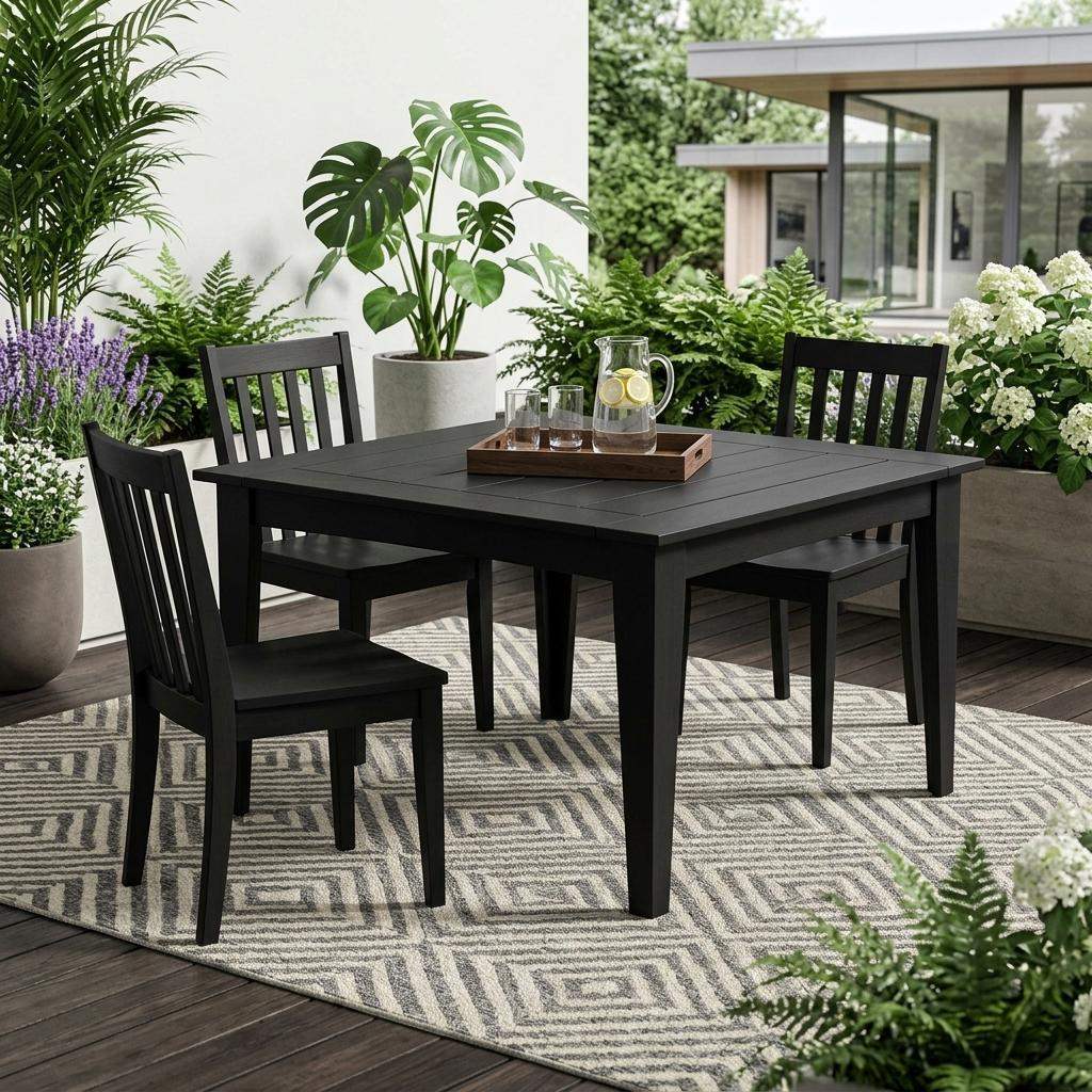 39" Black Heavy Duty Plastic Square Outdoor Dining Table - HomeRoots - Flyclothing LLC