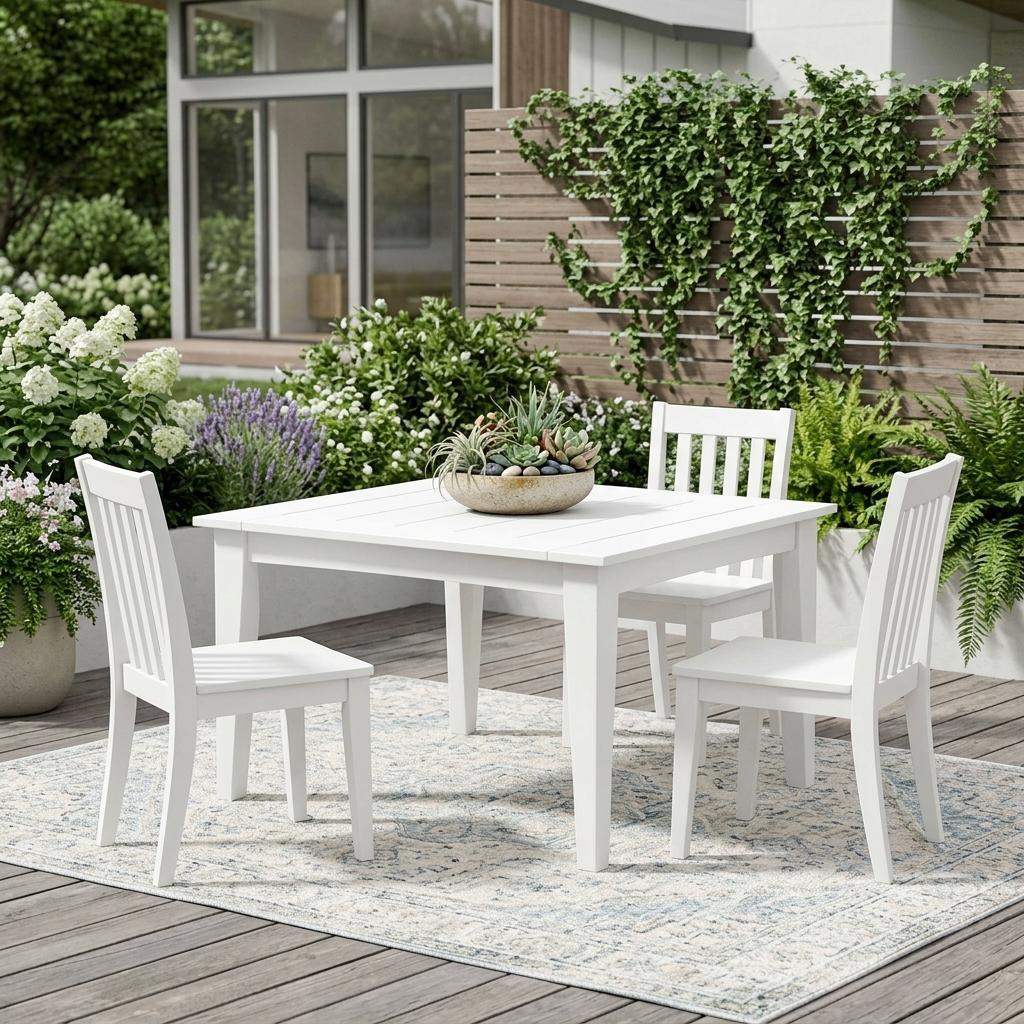 39" White Heavy Duty Plastic Square Outdoor Dining Table - HomeRoots - Flyclothing LLC