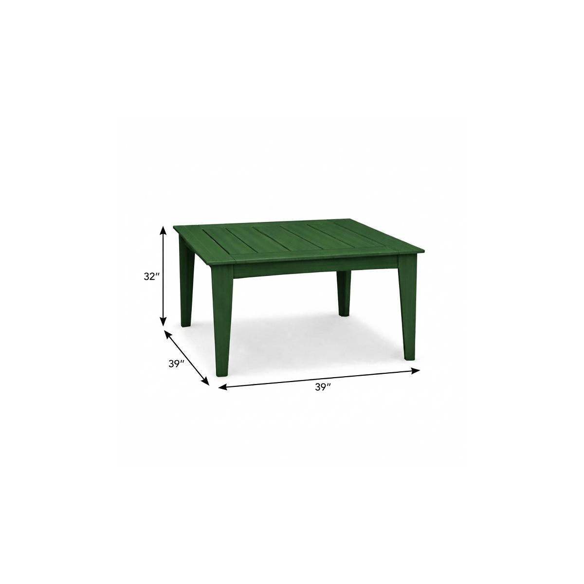 39" Green Heavy Duty Plastic Square Outdoor Dining Table - HomeRoots - Flyclothing LLC
