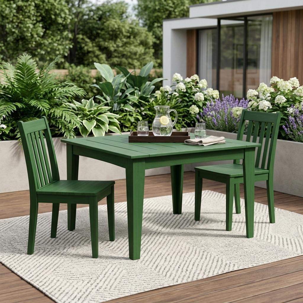 39" Green Heavy Duty Plastic Square Outdoor Dining Table - HomeRoots - Flyclothing LLC