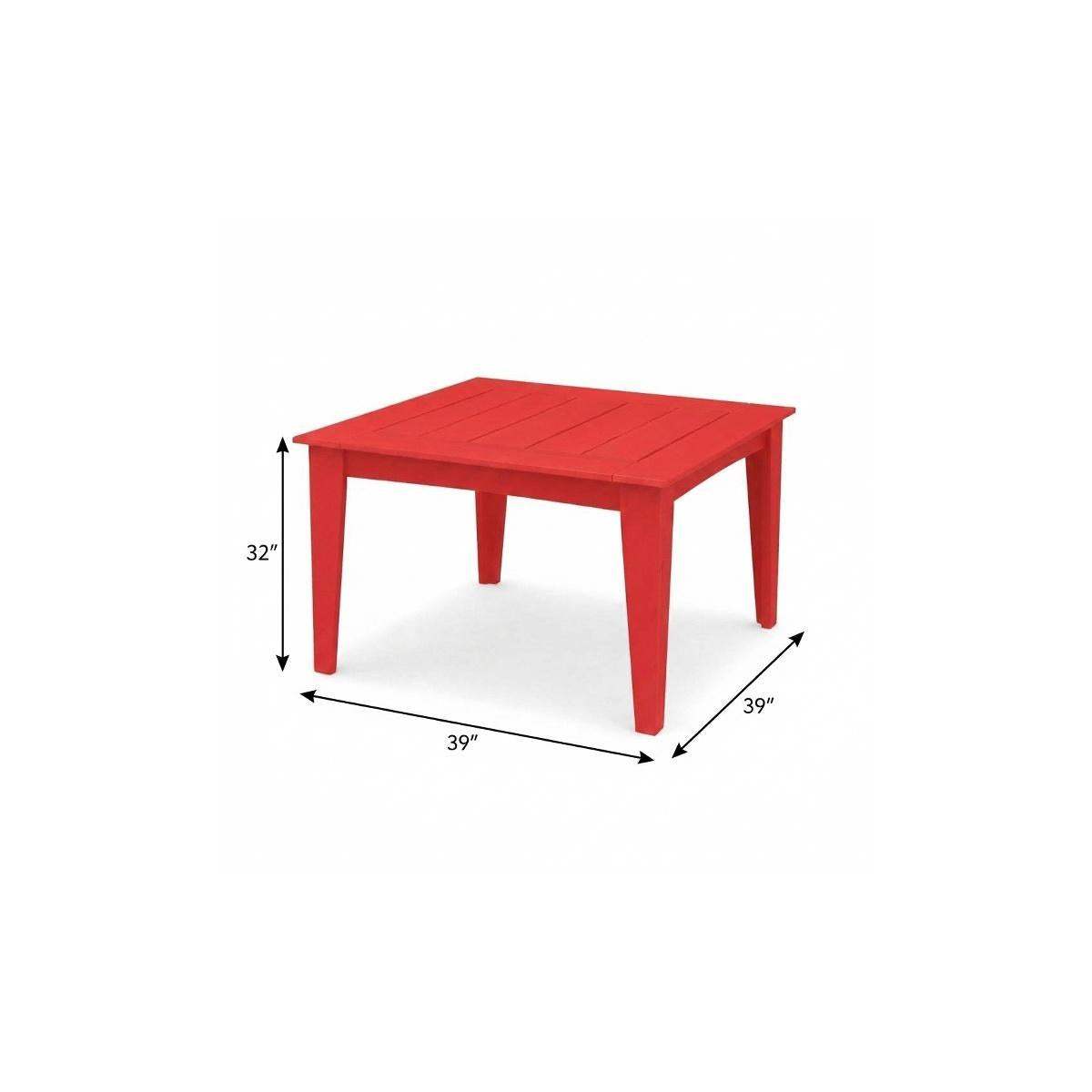 39" Red Heavy Duty Plastic Square Outdoor Dining Table - HomeRoots - Flyclothing LLC