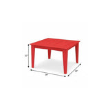 39" Red Heavy Duty Plastic Square Outdoor Dining Table - HomeRoots - Flyclothing LLC