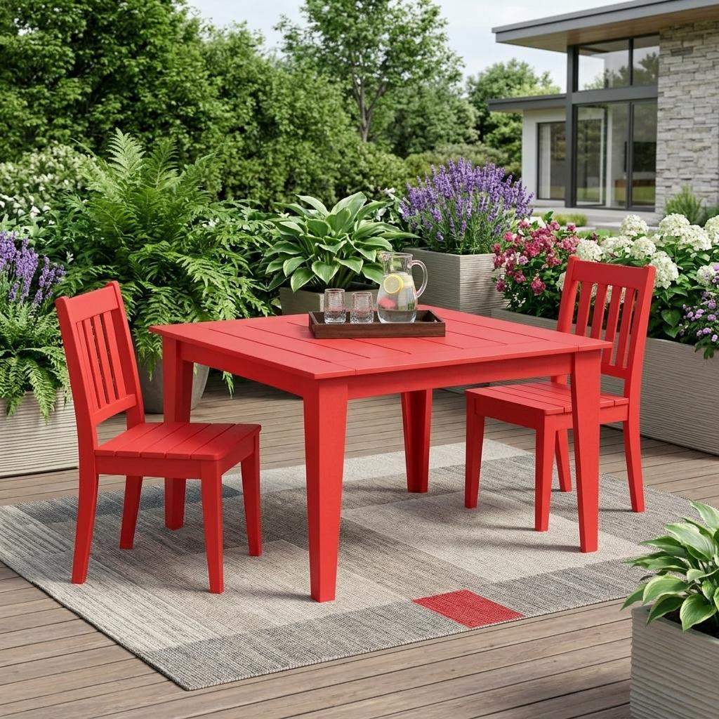 39" Red Heavy Duty Plastic Square Outdoor Dining Table - HomeRoots - Flyclothing LLC